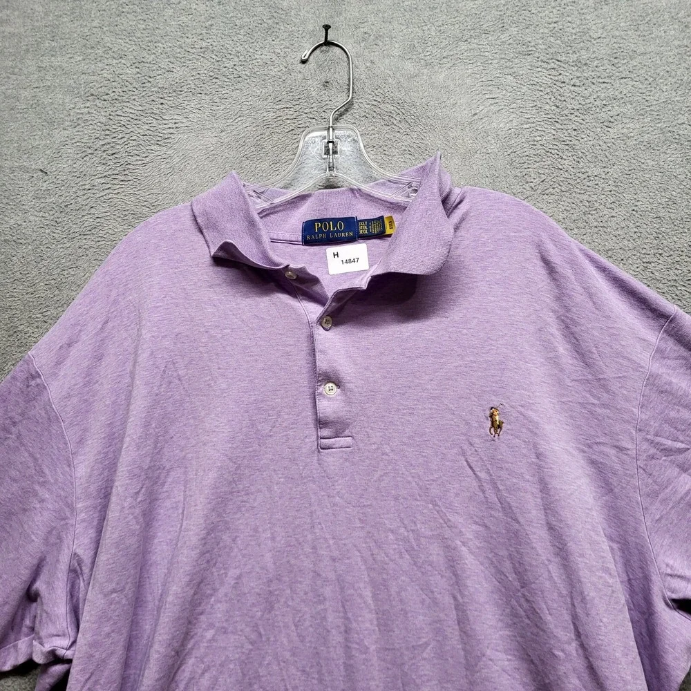 Polo Ralph Lauren Men Polo Shirt 3XLT Purple‎ Logo Flesh Pony Short Sleeve